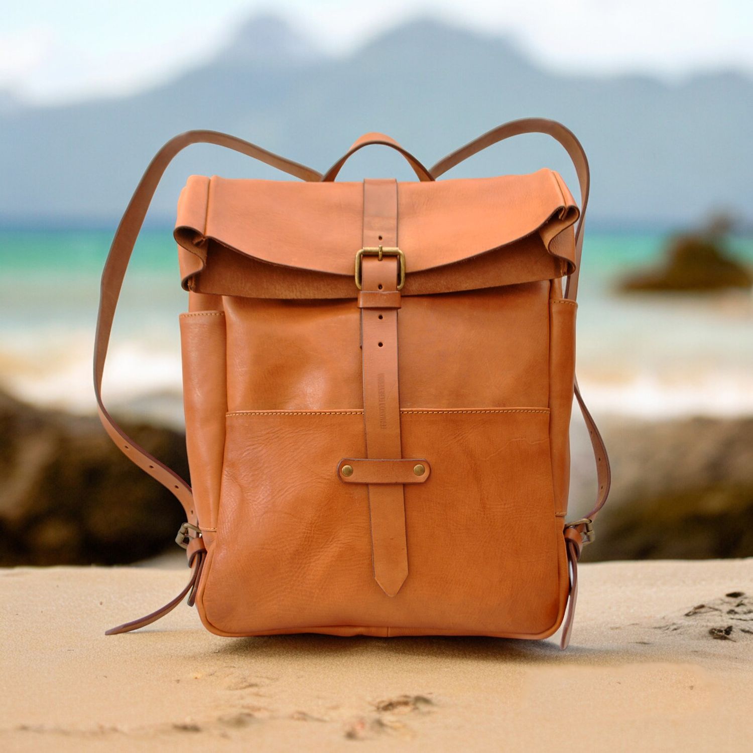 Kreta rolltop backpack cognac