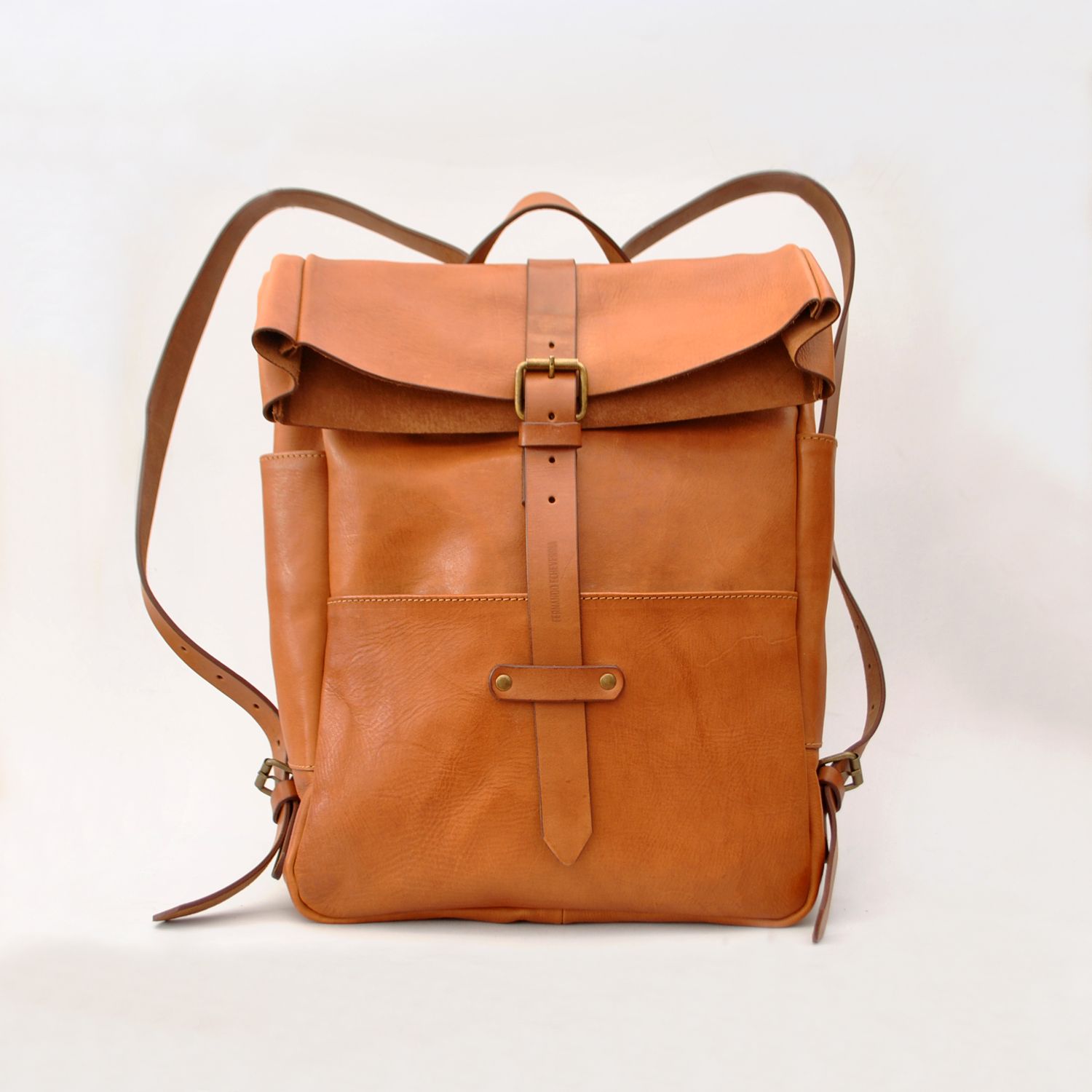 Kreta rolltop backpack cognac