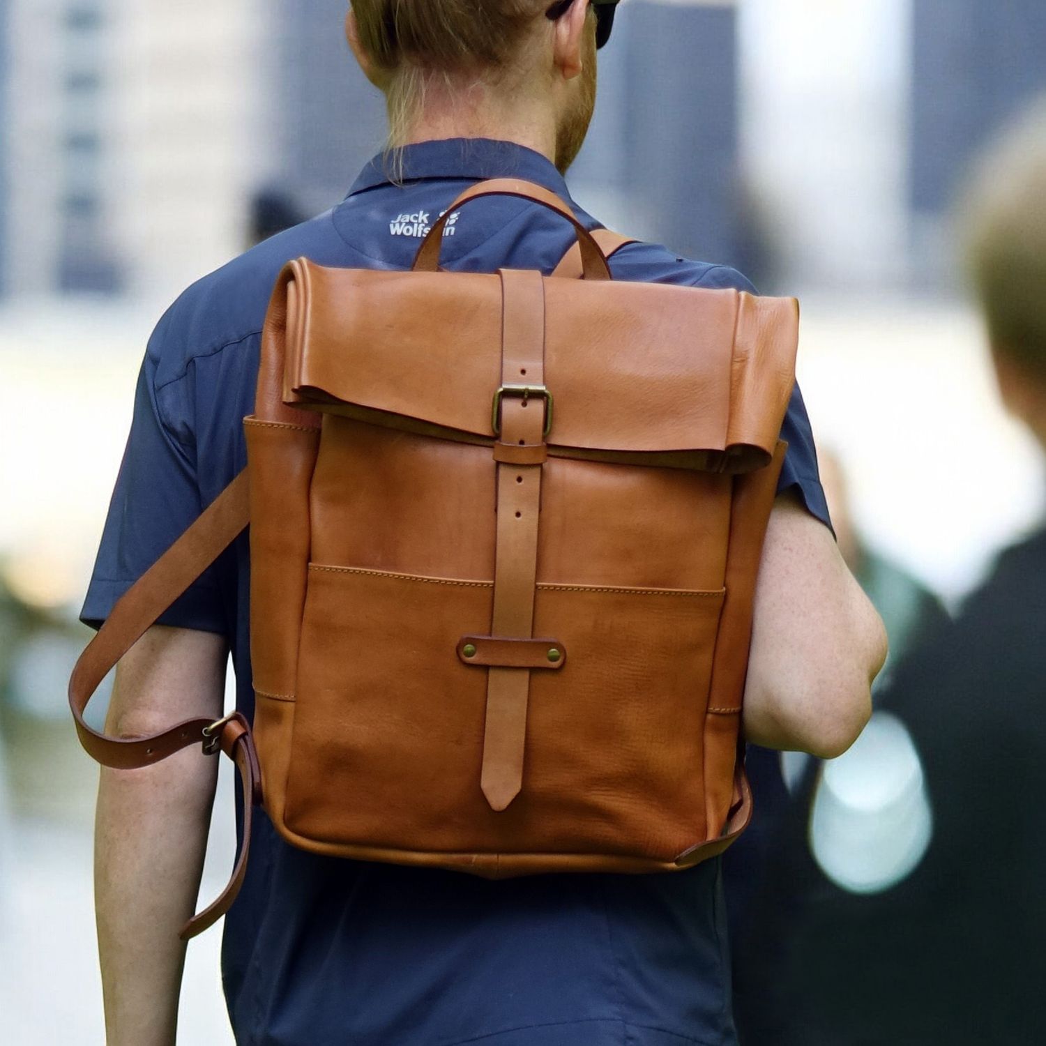 Kreta rolltop backpack cognac