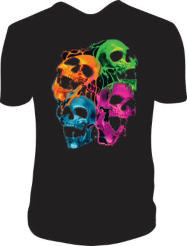 Camiseta 4 Calaveras  Fosforitas