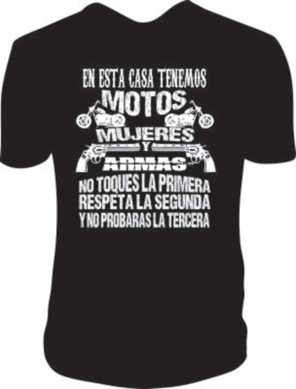 Camiseta Motos, Mujeres y Armas