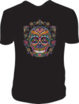 Camiseta Calavera Fosforita Flores