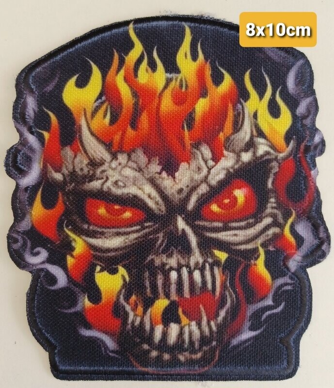 PARCHE BOLSILLO CALAVERA  CARA FUEGO