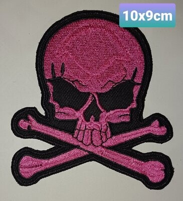PARCHE BOLSILLO CALAVERA ROSA HUESOS