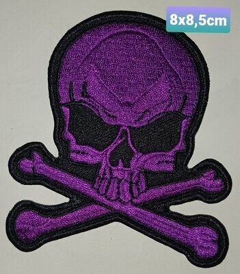 PARCHE BOLSILLO CALAVERA MORADA HUESOS