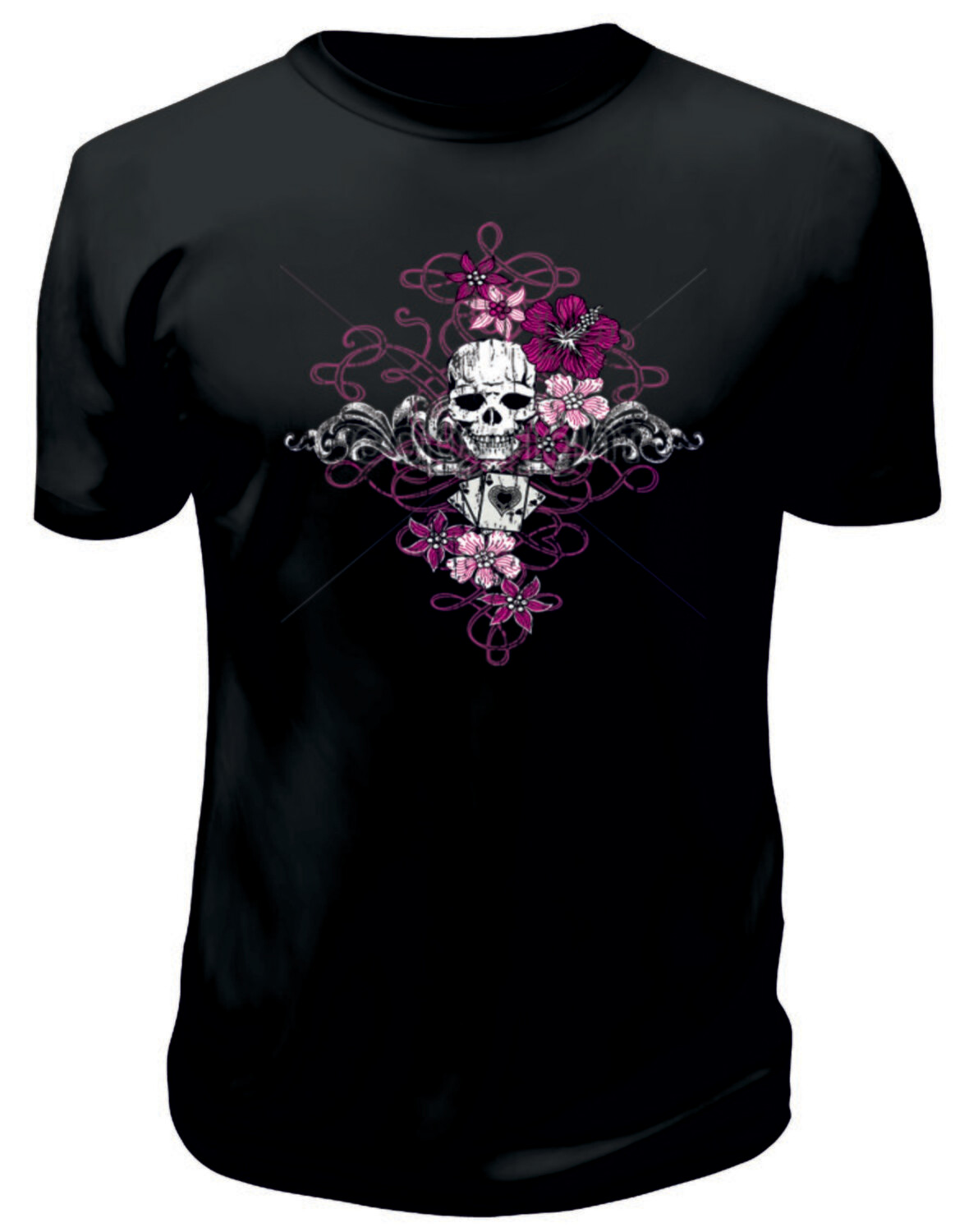 Camiseta Calavera Cruz Flores