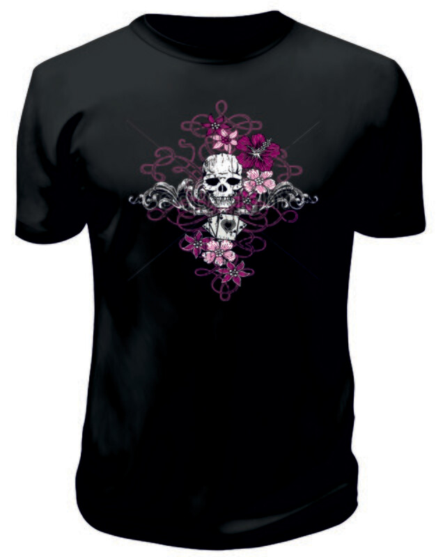 Camiseta Calavera Cruz Flores