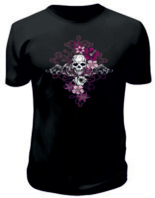 Camiseta Calavera Cruz Flores