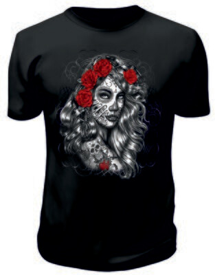 Camiseta Catrina Rosas en Pelo