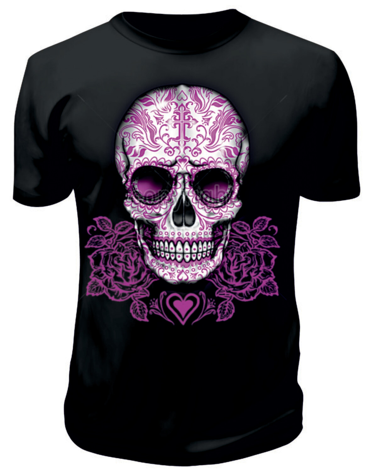 Camiseta Calavera Grande Rosa