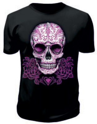 Camiseta Calavera Grande Rosa