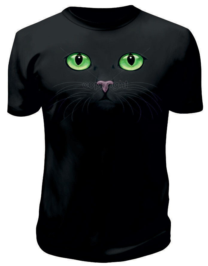 Camiseta Gato Ojos Verde