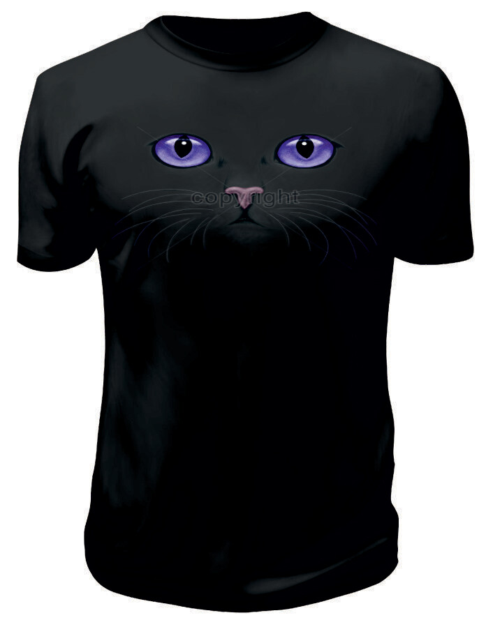 Camiseta Gato Ojos Morado