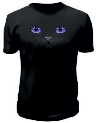 Camiseta Gato Ojos Morado