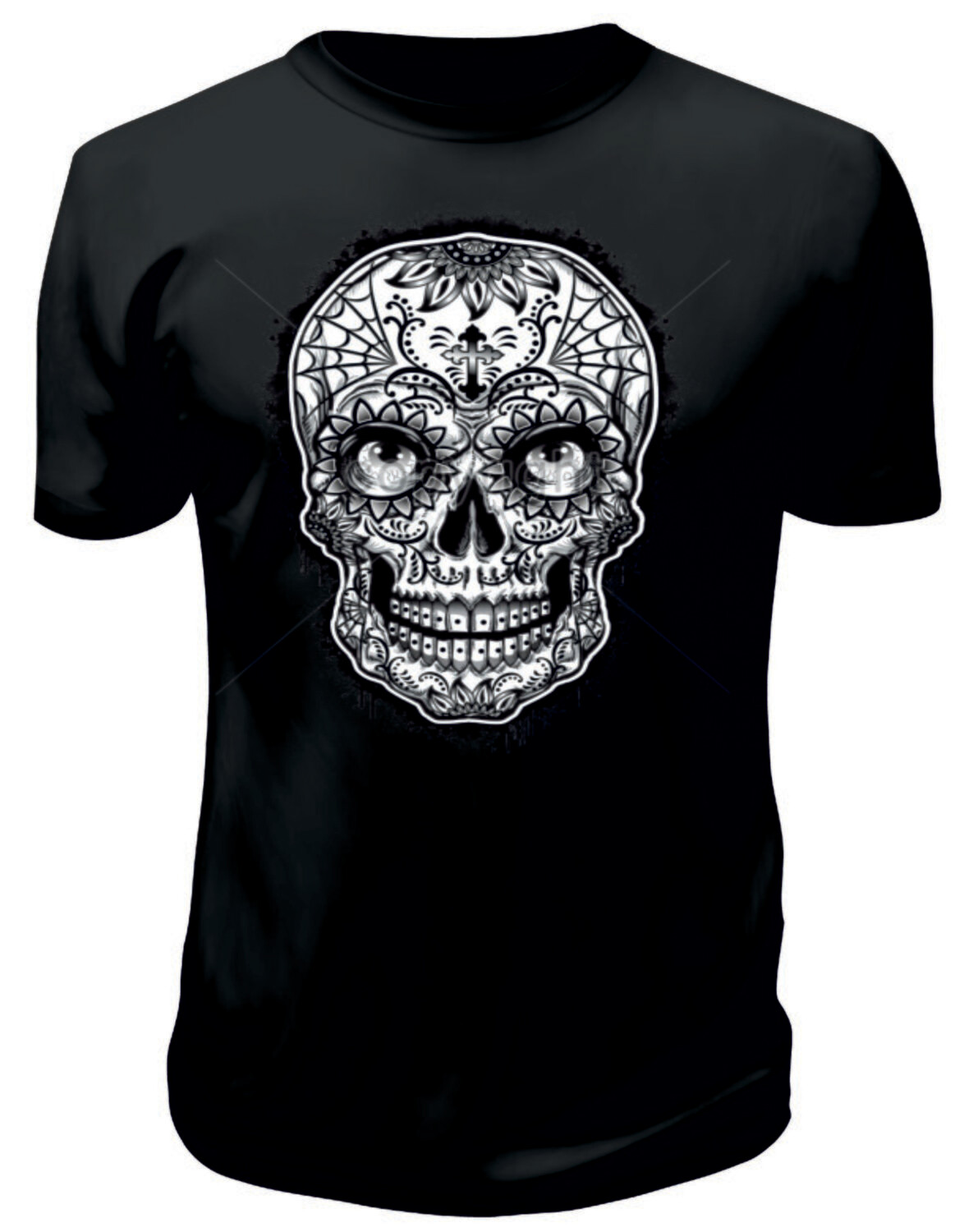 Camiseta Calavera Blanca y Negra