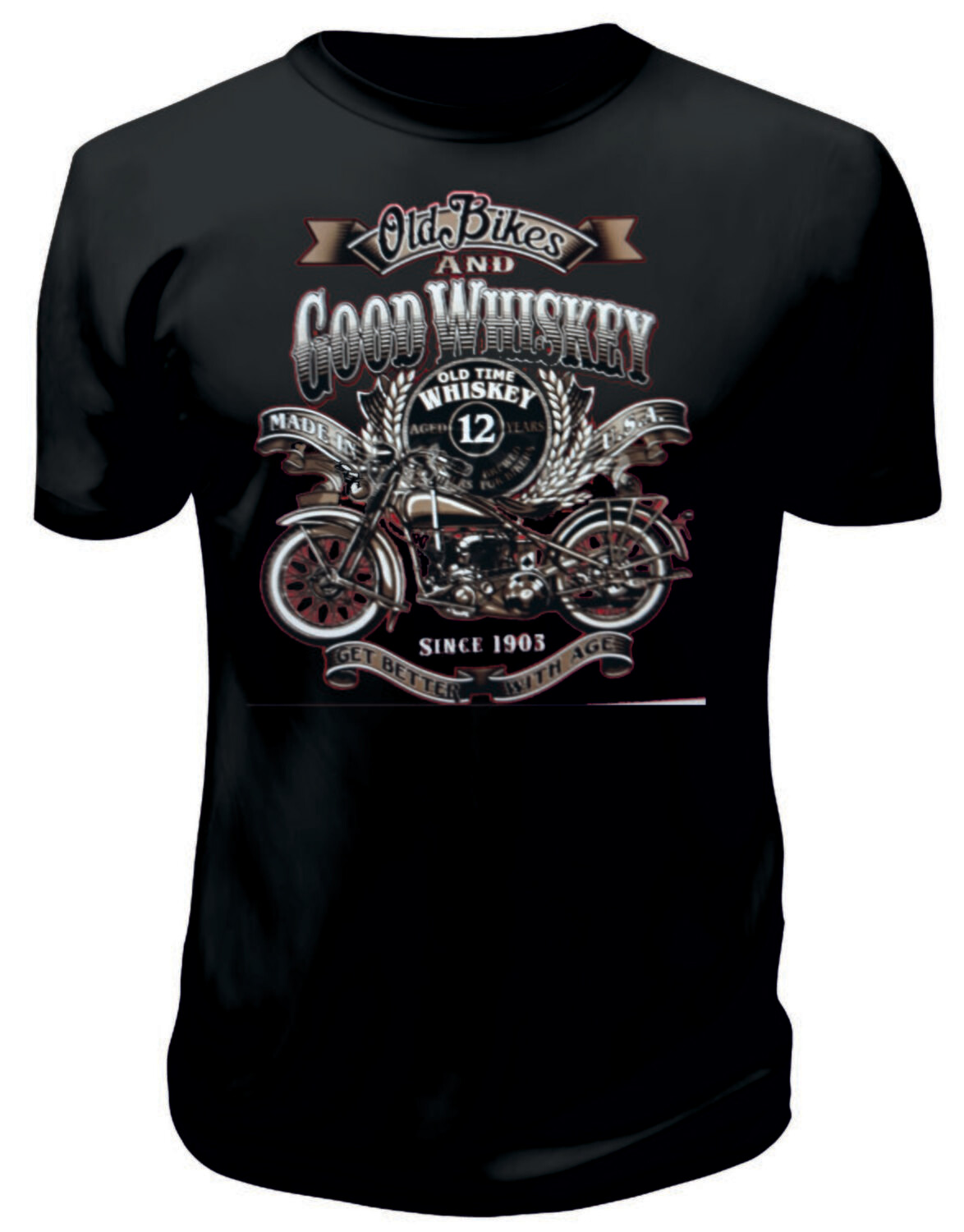 Camiseta Old Bikes and Good Whiskey