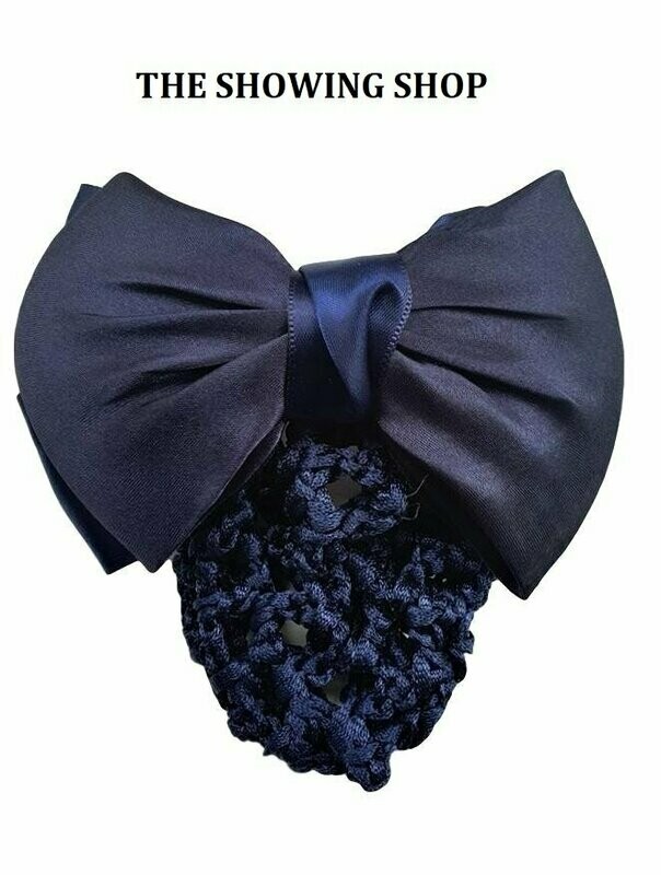 NAVY  SATIN BUN NET AND BOW