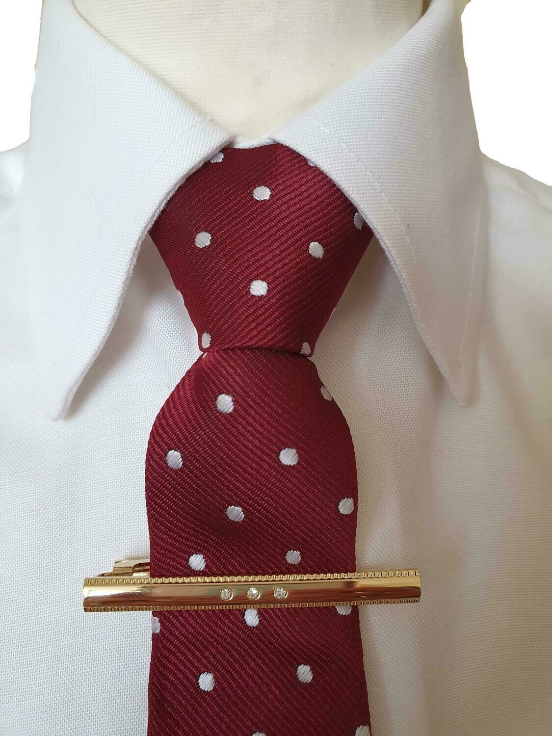 BURGUNDY POLKA DOT ADULTS EQUESTRIAN READY TIED  SHOWING TIE 