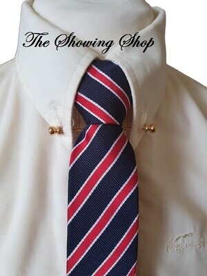 ADULTS/ CHILDS ZIP READY TIED SHOWING TIE - NAVY/RED/WHITE STRIPE
