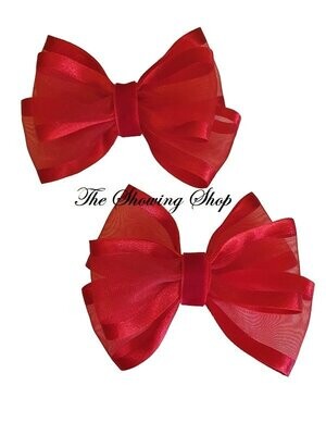LEAD REIN/ SHOWING BOWS - RED ORGANZA AND VELVET