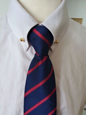 ADULTS ZIP READY TIED SHOWING TIE - NAVY/RED STRIPED