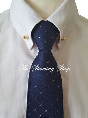 ADULTS ZIP READY TIED SHOWING TIE - NAVY BLUE/SILVER CHECK