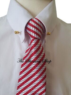 ADULTS ZIP READY TIED SHOWING TIE - RED/PEARL WHITE STRIPE