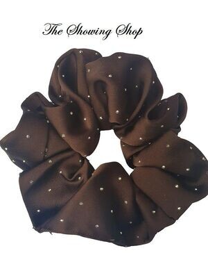 LUXURY BROWN AND SILVER SHOWING SCRUNCHIE