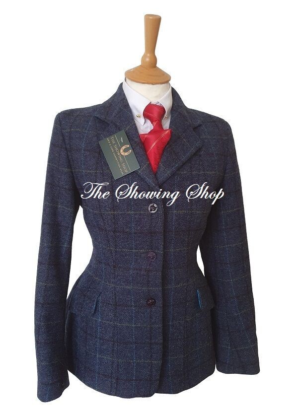 LADIES BESPOKE BLUE TWEED JACKET SIZE 12