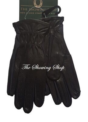 ADULTS BLACK LEATHER SHOWING GLOVES