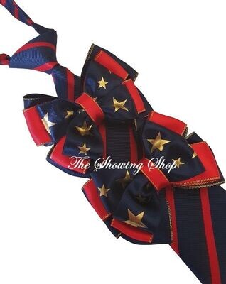CHILDS PREMIUM SHOW BOWS AND TIE SET - NAVY & RED