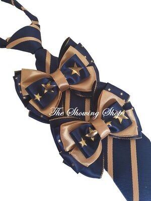 CHILDS PREMIUM SHOW BOWS AND TIE SET - NAVY & GOLD