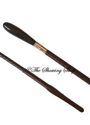 ADULTS BUFFALO HORN TIPPED PLAITED LEATHER SHOWING CANE WHIP