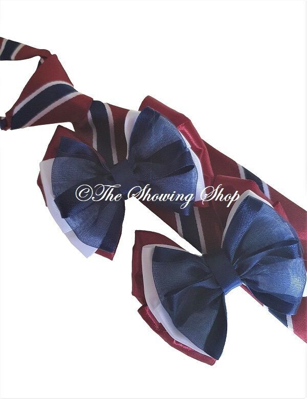 BURGUNDY/WHITE/NAVY ZIP TIE AND SHOW BOWS