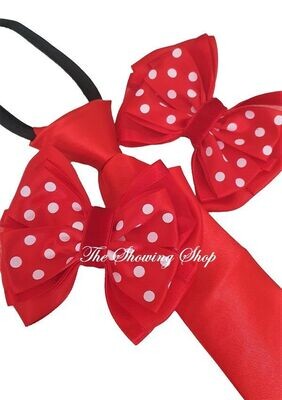 RED & WHITE SHOWING BOWS/TIE SET