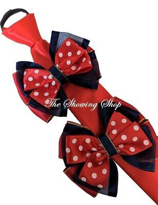CHILDS RED AND NAVY SHOWING BOWS AND TIE SET