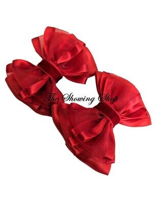 LEAD REIN/ SHOWING BOWS - RED ORGANZA AND VELVET TRIPLE LAYER