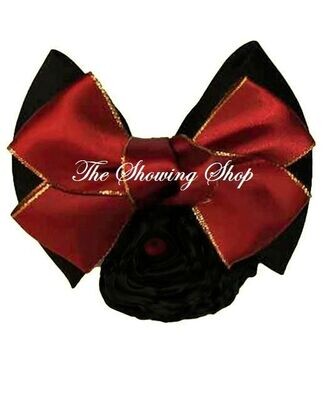 BLACK AND RED BUN NET AND BOW