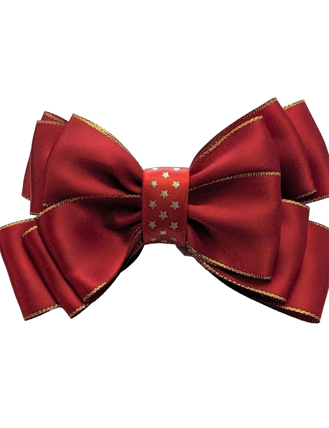 LARGE SINGLE SHOW BOW - RED AND GOLD