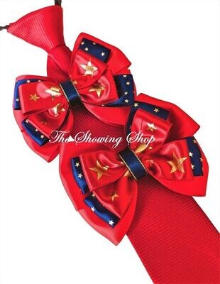 CHILDS PREMIUM RED, NAVY AND GOLD SHOWING BOWS AND TIE SET