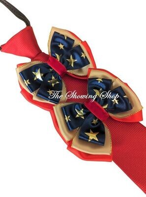 CHILDS PREMIUM RED, NAVY AND GOLD SHOWING BOWS AND TIE SET