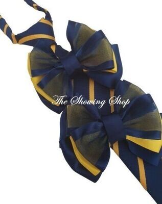 CHILDS PREMIUM SHOW BOWS AND TIE SET - NAVY & YELLOW