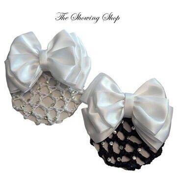 WHITE SATIN ADULTS/CHILDS EVENING PERFORMANCE BOW (BOW ONLY)