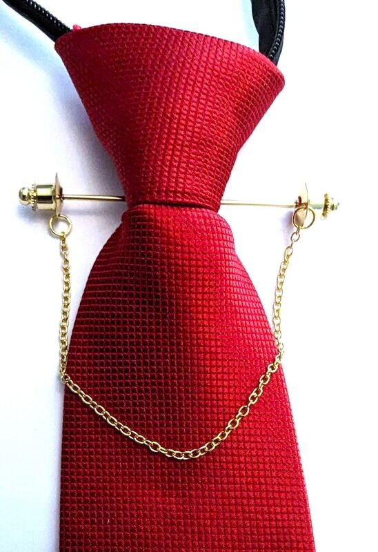 PLAIN GOLD COLLAR BAR PIN WITH CHAIN