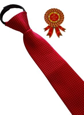 ADULTS ZIP READY TIED SHOWING TIE - RED/WHITE PIN DOT