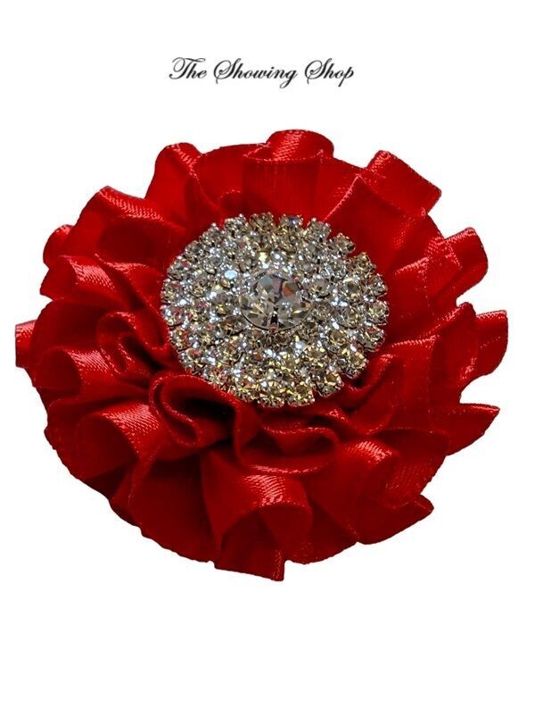 SHOWING BUTTONHOLE- RED &  DIAMANTE