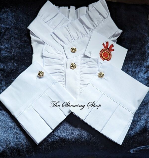 WHITE COTTON LEAD REIN FALSE COLLAR BIB / FALSE  CUFFS