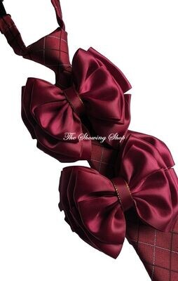 CHILDS PREMIUM SHOW BOWS AND TIE SET - BURGUNDY