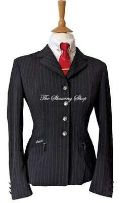 LADIES PIKEUR EPSOM BLACK PINSTRIPED COMPETITION JACKET SIZE 14