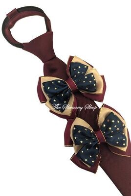 PREMIUM BURGUNDY, GOLD AND NAVY SHOW BOWS AND ZIP TIE SET